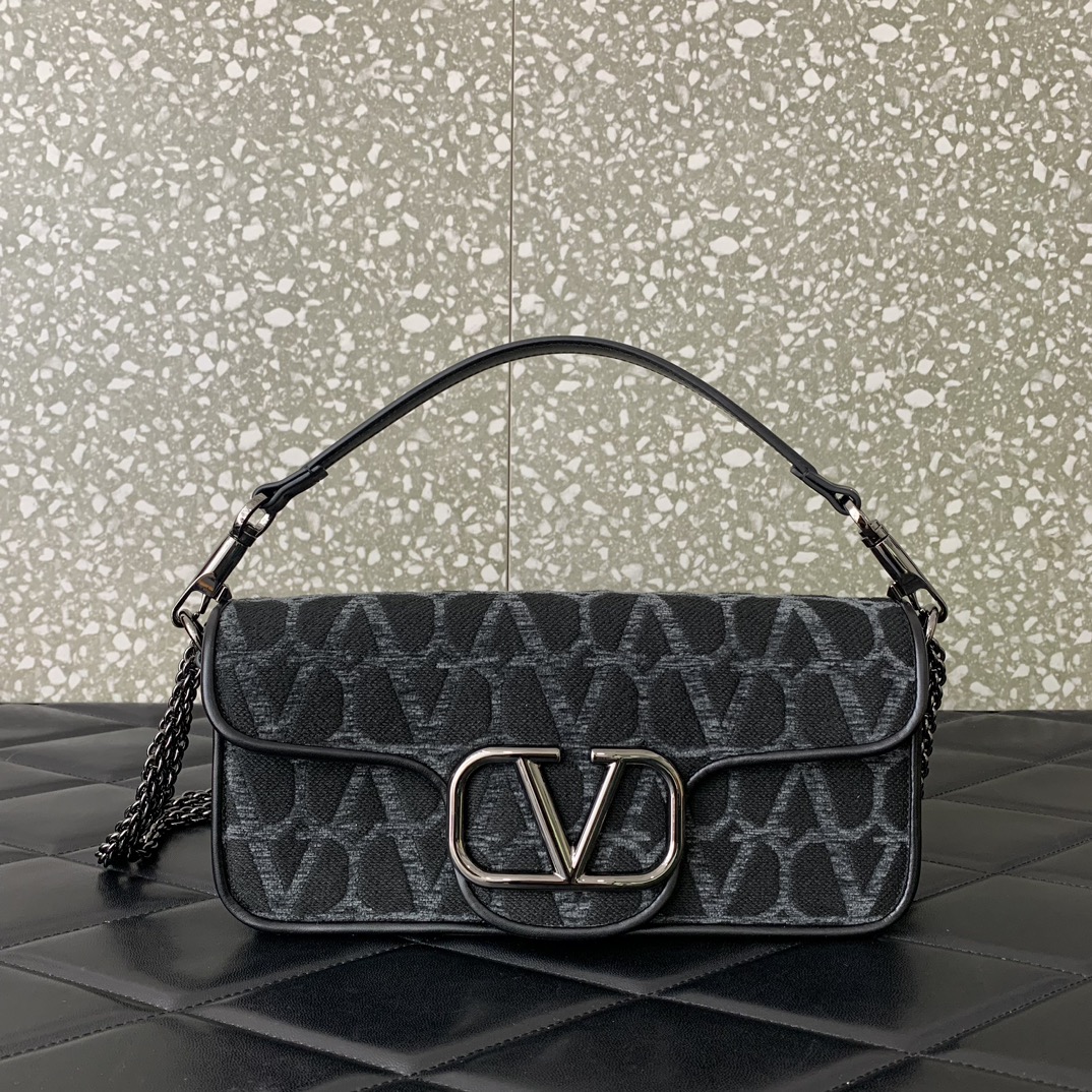 Valentino Garavani Loco Shoulder Bag in Black Toile Iconographe